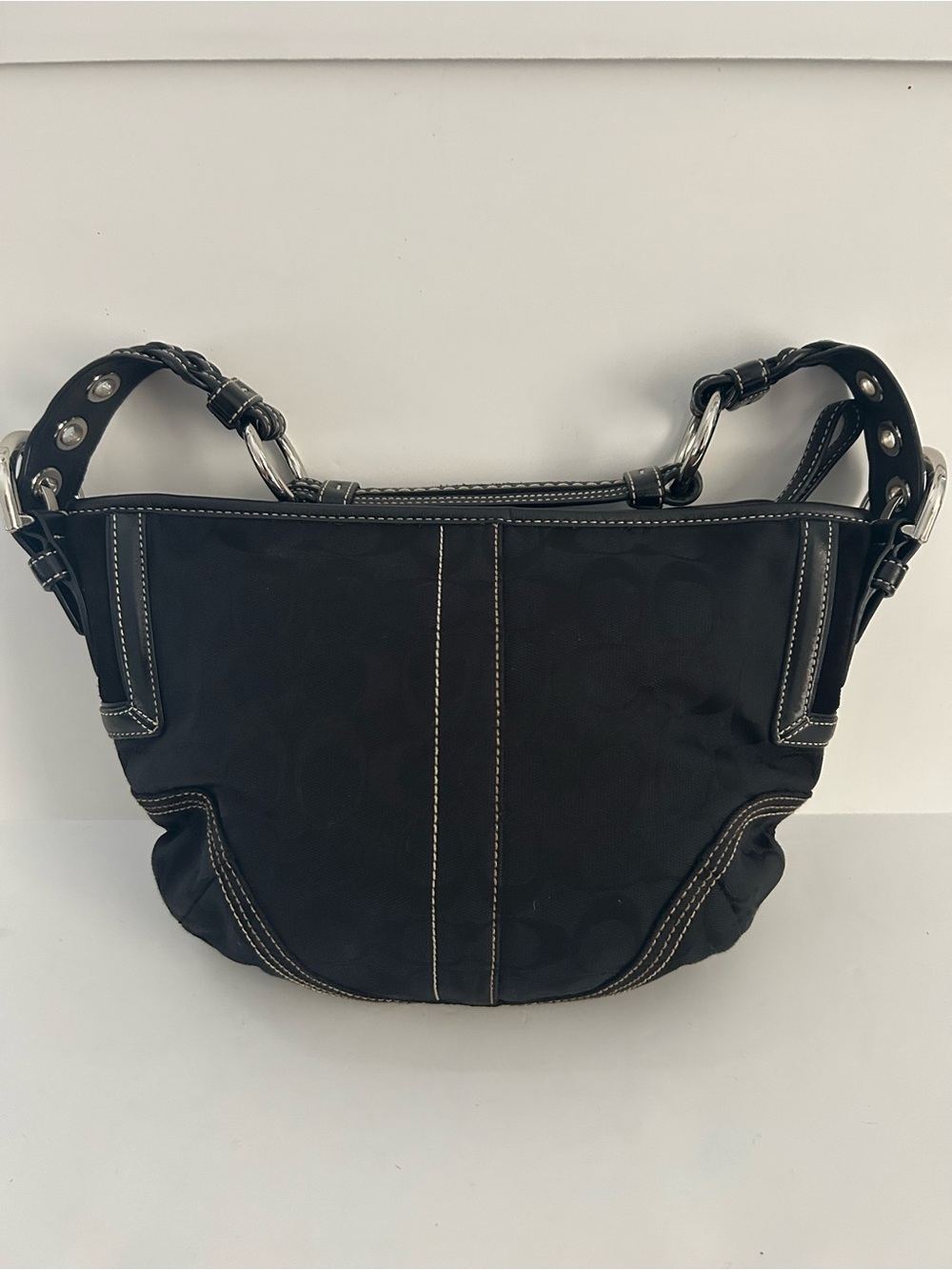 Coach Black Soho/Hampton Signature C Hobo Half Moon Bag Y2K
